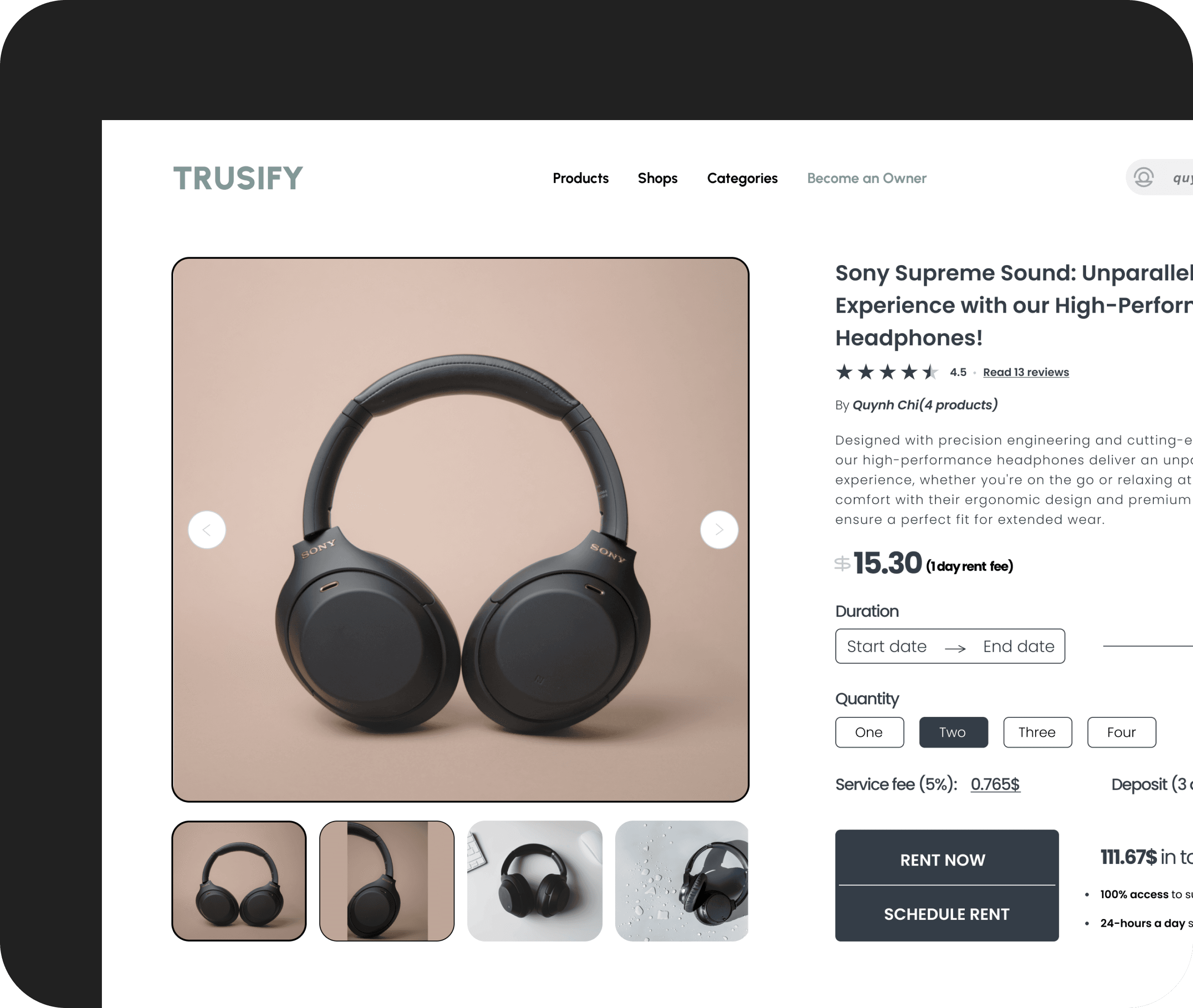 Trusify Renting E-commerce